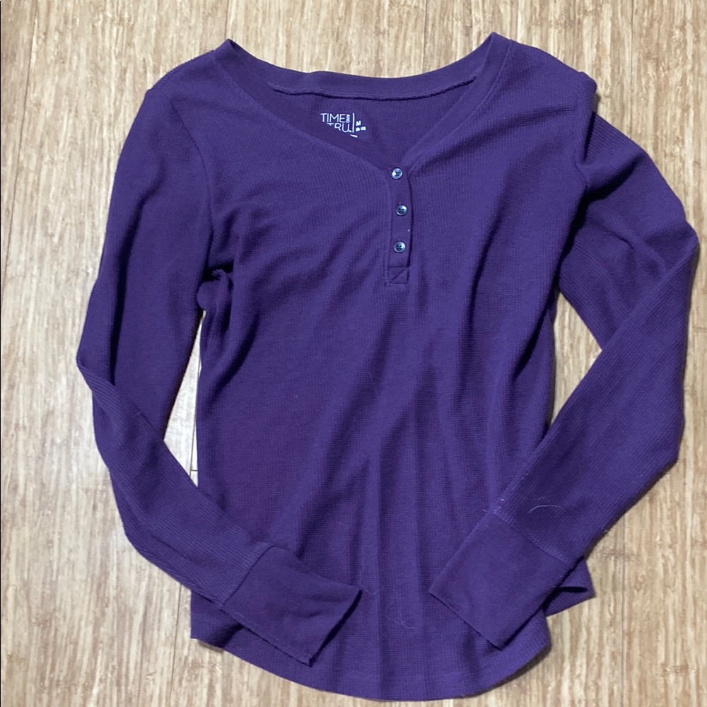 Purple Long Sleeve Henley Top